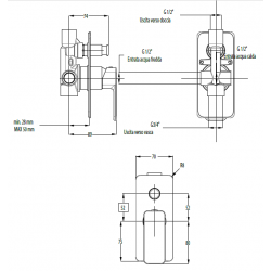 Μίκτης Εντοιχισμού 2 Εξόδων Με Εκτροπέα Eurorama Quadra 144030SL-110 Inox